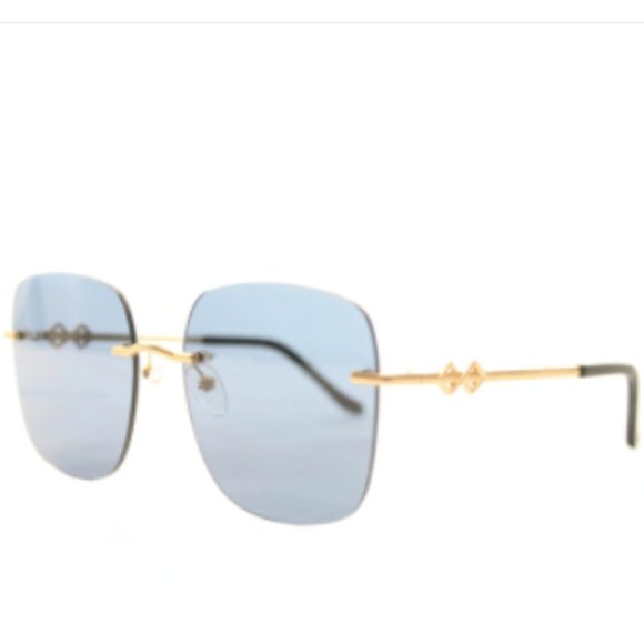 KAREN WAZEN BLACK SQUARE FRAME RIMLESS SUNGLASSES NEW WITH BOX - Picture 1 of 8